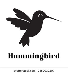Silhouette Style Vector Hummingbird Logo Design – Elegant Minimal Bird Icon for Nature, Eco Brand, Floral Business, Wildlife Concept, Editable EPS Files Included