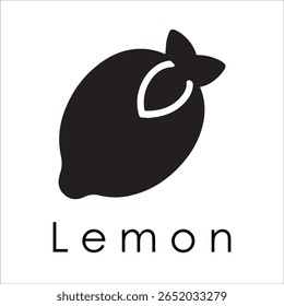 Silhueta Estilo Vetor Limão Logo Design - Ícone de frutas cítricas mínimo para marcação orgânica, etiqueta de suco fresco, alimento natural, conceito ecológico, arquivos editáveis EPS incluídos