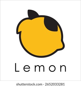 Silhueta Estilo Vetor Limão Logo Design - Ícone de frutas cítricas mínimo para marcação orgânica, etiqueta de suco fresco, alimento natural, conceito ecológico, arquivos editáveis EPS incluídos