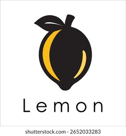 Silhueta Estilo Vetor Limão Logo Design - Ícone de frutas cítricas mínimo para marcação orgânica, etiqueta de suco fresco, alimento natural, conceito ecológico, arquivos editáveis EPS incluídos