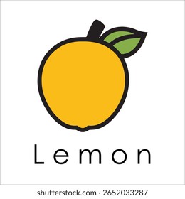 Silhueta Estilo Vetor Limão Logo Design - Ícone de frutas cítricas mínimo para marcação orgânica, etiqueta de suco fresco, alimento natural, conceito ecológico, arquivos editáveis EPS incluídos