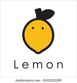 Silhueta Estilo Vetor Limão Logo Design - Ícone de frutas cítricas mínimo para marcação orgânica, etiqueta de suco fresco, alimento natural, conceito ecológico, arquivos editáveis EPS incluídos