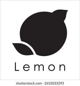 Silhueta Estilo Vetor Limão Logo Design - Ícone de frutas cítricas mínimo para marcação orgânica, etiqueta de suco fresco, alimento natural, conceito ecológico, arquivos editáveis EPS incluídos