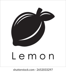 Silhueta Estilo Vetor Limão Logo Design - Ícone de frutas cítricas mínimo para marcação orgânica, etiqueta de suco fresco, alimento natural, conceito ecológico, arquivos editáveis EPS incluídos