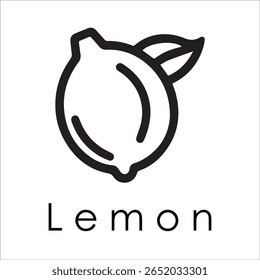 Silhueta Estilo Vetor Limão Logo Design - Ícone de frutas cítricas mínimo para marcação orgânica, etiqueta de suco fresco, alimento natural, conceito ecológico, arquivos editáveis EPS incluídos
