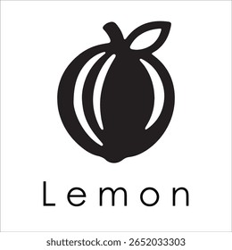 Silhouette Style Vector Lemon Logo Design – Minimal Citrus Fruit Icon for Organic Branding, Fresh Juice Label, Natural Food, Eco-Friendly Concept, Editable EPS Files Included