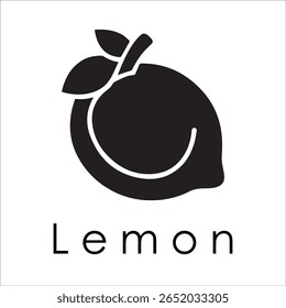 Silhueta Estilo Vetor Limão Logo Design - Ícone de frutas cítricas mínimo para marcação orgânica, etiqueta de suco fresco, alimento natural, conceito ecológico, arquivos editáveis EPS incluídos