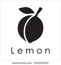 Silhueta Estilo Vetor Limão Logo Design - Ícone de frutas cítricas mínimo para marcação orgânica, etiqueta de suco fresco, alimento natural, conceito ecológico, arquivos editáveis EPS incluídos