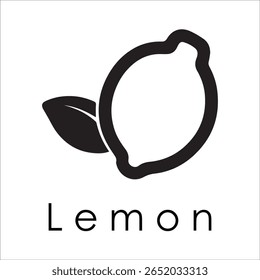 Silhueta Estilo Vetor Limão Logo Design - Ícone de frutas cítricas mínimo para marcação orgânica, etiqueta de suco fresco, alimento natural, conceito ecológico, arquivos editáveis EPS incluídos