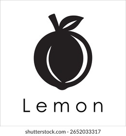 Silhouette Style Vector Lemon Logo Design – Minimal Citrus Fruit Icon for Organic Branding, Fresh Juice Label, Natural Food, Eco-Friendly Concept, Editable EPS Files Included