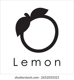 Silhueta Estilo Vetor Limão Logo Design - Ícone de frutas cítricas mínimo para marcação orgânica, etiqueta de suco fresco, alimento natural, conceito ecológico, arquivos editáveis EPS incluídos