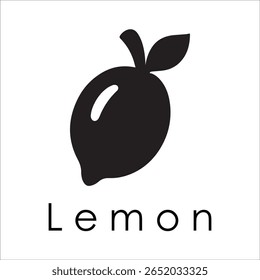 Silhueta Estilo Vetor Limão Logo Design - Ícone de frutas cítricas mínimo para marcação orgânica, etiqueta de suco fresco, alimento natural, conceito ecológico, arquivos editáveis EPS incluídos