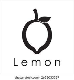 Silhueta Estilo Vetor Limão Logo Design - Ícone de frutas cítricas mínimo para marcação orgânica, etiqueta de suco fresco, alimento natural, conceito ecológico, arquivos editáveis EPS incluídos