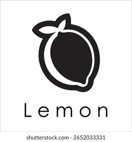 Silhueta Estilo Vetor Limão Logo Design - Ícone de frutas cítricas mínimo para marcação orgânica, etiqueta de suco fresco, alimento natural, conceito ecológico, arquivos editáveis EPS incluídos
