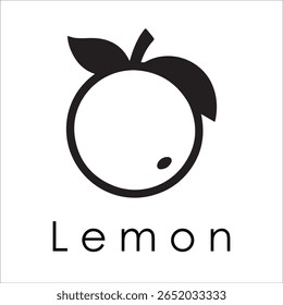 Silhueta Estilo Vetor Limão Logo Design - Ícone de frutas cítricas mínimo para marcação orgânica, etiqueta de suco fresco, alimento natural, conceito ecológico, arquivos editáveis EPS incluídos