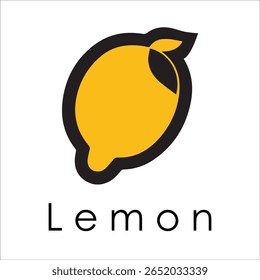 Silhueta Estilo Vetor Limão Logo Design - Ícone de frutas cítricas mínimo para marcação orgânica, etiqueta de suco fresco, alimento natural, conceito ecológico, arquivos editáveis EPS incluídos