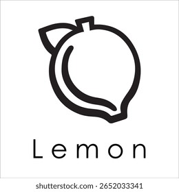 Silhueta Estilo Vetor Limão Logo Design - Ícone de frutas cítricas mínimo para marcação orgânica, etiqueta de suco fresco, alimento natural, conceito ecológico, arquivos editáveis EPS incluídos