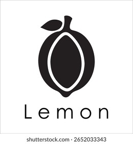 Silhueta Estilo Vetor Limão Logo Design - Ícone de frutas cítricas mínimo para marcação orgânica, etiqueta de suco fresco, alimento natural, conceito ecológico, arquivos editáveis EPS incluídos
