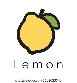 Silhueta Estilo Vetor Limão Logo Design - Ícone de frutas cítricas mínimo para marcação orgânica, etiqueta de suco fresco, alimento natural, conceito ecológico, arquivos editáveis EPS incluídos