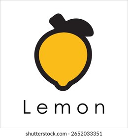 Silhueta Estilo Vetor Limão Logo Design - Ícone de frutas cítricas mínimo para marcação orgânica, etiqueta de suco fresco, alimento natural, conceito ecológico, arquivos editáveis EPS incluídos