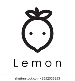 Silhueta Estilo Vetor Limão Logo Design - Ícone de frutas cítricas mínimo para marcação orgânica, etiqueta de suco fresco, alimento natural, conceito ecológico, arquivos editáveis EPS incluídos