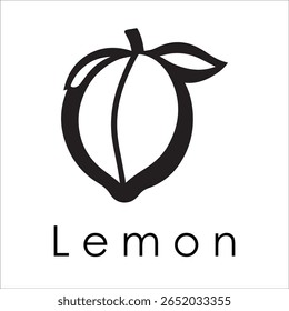 Silhueta Estilo Vetor Limão Logo Design - Ícone de frutas cítricas mínimo para marcação orgânica, etiqueta de suco fresco, alimento natural, conceito ecológico, arquivos editáveis EPS incluídos