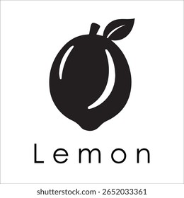 Silhouette Style Vector Lemon Logo Design – Minimal Citrus Fruit Icon for Organic Branding, Fresh Juice Label, Natural Food, Eco-Friendly Concept, Editable EPS Files Included