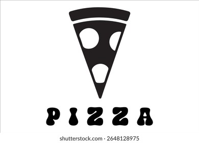 Silhouette Style Vector Pizza Logo Design with Slice and Cheese Elements, Minimal Flat Black Pizza Icon for Fast Food, Italian Restaurant, Delivery, Branding, or Menu Illustration