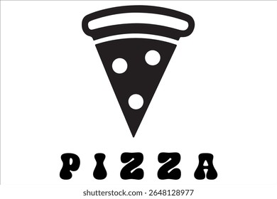 Silhouette Style Vector Pizza Logo Design with Slice and Cheese Elements, Minimal Flat Black Pizza Icon for Fast Food, Italian Restaurant, Delivery, Branding, or Menu Illustration