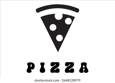 Silhouette Style Vector Pizza Logo Design with Slice and Cheese Elements, Minimal Flat Black Pizza Icon for Fast Food, Italian Restaurant, Delivery, Branding, or Menu Illustration