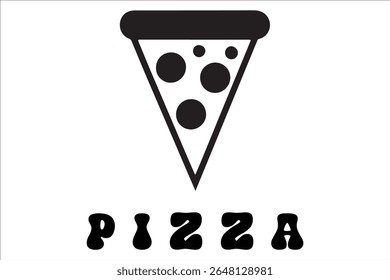 Silhouette Style Vector Pizza Logo Design with Slice and Cheese Elements, Minimal Flat Black Pizza Icon for Fast Food, Italian Restaurant, Delivery, Branding, or Menu Illustration