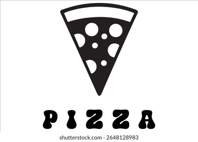 Silhouette Style Vector Pizza Logo Design with Slice and Cheese Elements, Minimal Flat Black Pizza Icon for Fast Food, Italian Restaurant, Delivery, Branding, or Menu Illustration