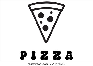 Silhouette Style Vector Pizza Logo Design with Slice and Cheese Elements, Minimal Flat Black Pizza Icon for Fast Food, Italian Restaurant, Delivery, Branding, or Menu Illustration