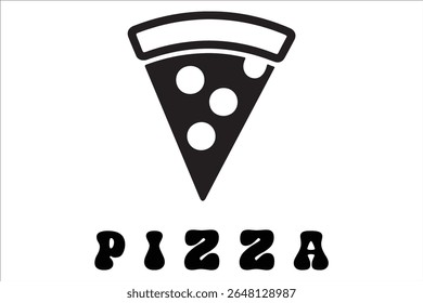 Silhouette Style Vector Pizza Logo Design with Slice and Cheese Elements, Minimal Flat Black Pizza Icon for Fast Food, Italian Restaurant, Delivery, Branding, or Menu Illustration