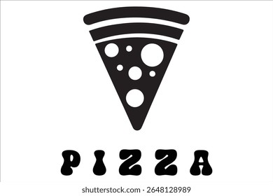 Silhouette Style Vector Pizza Logo Design with Slice and Cheese Elements, Minimal Flat Black Pizza Icon for Fast Food, Italian Restaurant, Delivery, Branding, or Menu Illustration