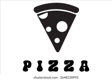 Silhouette Style Vector Pizza Logo Design with Slice and Cheese Elements, Minimal Flat Black Pizza Icon for Fast Food, Italian Restaurant, Delivery, Branding, or Menu Illustration