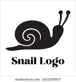 Silhouette Style Vector Snail Logo Design – Minimalist Garden Snail Icon for Eco-Friendly Branding, Nature, Wildlife, Slow Movement Concept, Editable EPS Format Included