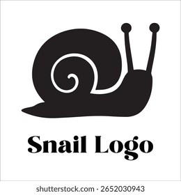 Silhouette Style Vector Snail Logo Design – Minimalist Garden Snail Icon for Eco-Friendly Branding, Nature, Wildlife, Slow Movement Concept, Editable EPS Format Included