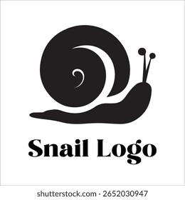 Silhouette Style Vector Snail Logo Design – Minimalist Garden Snail Icon for Eco-Friendly Branding, Nature, Wildlife, Slow Movement Concept, Editable EPS Format Included