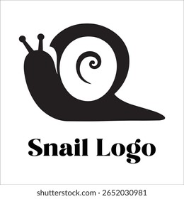 Silhouette Style Vector Snail Logo Design – Minimalist Garden Snail Icon for Eco-Friendly Branding, Nature, Wildlife, Slow Movement Concept, Editable EPS Format Included