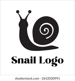 Silhouette Style Vector Snail Logo Design – Minimalist Garden Snail Icon for Eco-Friendly Branding, Nature, Wildlife, Slow Movement Concept, Editable EPS Format Included