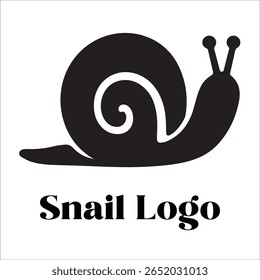 Silhouette Style Vector Snail Logo Design – Minimalist Garden Snail Icon for Eco-Friendly Branding, Nature, Wildlife, Slow Movement Concept, Editable EPS Format Included