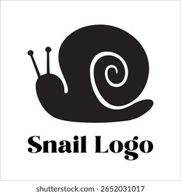 Silhouette Style Vector Snail Logo Design – Minimalist Garden Snail Icon for Eco-Friendly Branding, Nature, Wildlife, Slow Movement Concept, Editable EPS Format Included