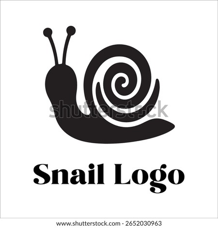 Silhouette Style Vector Snail Logo Design – Minimalist Garden Snail Icon for Eco-Friendly Branding, Nature, Wildlife, Slow Movement Concept, Editable EPS Format Included