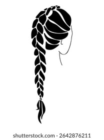 Silhueta de um penteado trançado elegante, elegante ilustração vetor do estilo das mulheres para o design