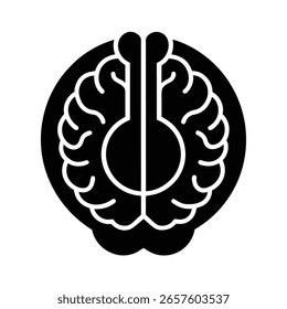Silhouette a stylized brain with a power button symbol vector