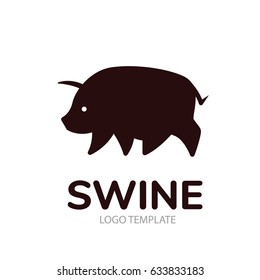 Silhouette stylized drawing of pig - for icon or sign template