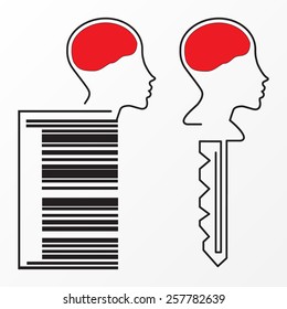 Silhouette stylized key and code 
