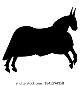 Silhouette of stylized medieval horse in tournament coat.