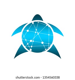 Silhouette stylized sea turtle on white background. Turtle symbol. Vector illustration